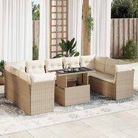 vidaXL Set Divano da Giardino 10 pz con Cuscini Beige in Polyrattan