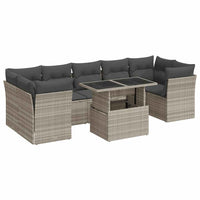 Set Divano Giardino 10 pz con Cuscini Grigio Chiaro Polyrattan