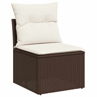Set Divani da Giardino 10pz con Cuscini in Polyrattan Marrone 3326224
