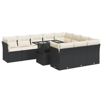 vidaXL Set Divani da Giardino 11 pz con Cuscini in Polyrattan Nero