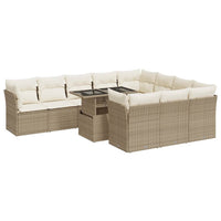 Set Divani da Giardino 11 pz con Cuscini Beige in Polyrattan