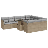 vidaXL Set Divani da Giardino 11 pz con Cuscini Beige in Polyrattan