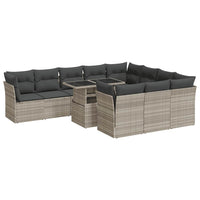 vidaXL Set Divani da Giardino 11 pz con Cuscini in Polyrattan Grigio