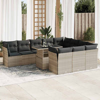 vidaXL Set Divani da Giardino 11 pz con Cuscini in Polyrattan Grigio