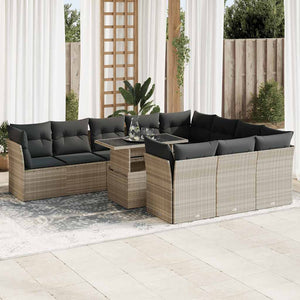 vidaXL Set Divani da Giardino 11 pz con Cuscini in Polyrattan Grigio