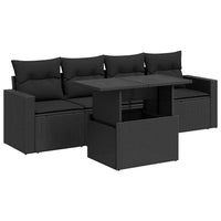 Set Divani da Giardino 5 pz con Cuscini in Polyrattan Nero 3326236