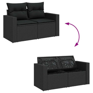 Set Divani da Giardino 5 pz con Cuscini in Polyrattan Nero