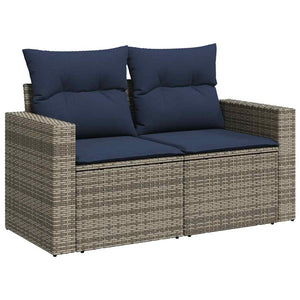 Set Divano Giardino 5 pz con Cuscini Grigio Polyrattan Acacia