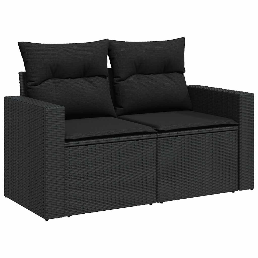 Set Divano da Giardino 6 pz con Cuscini Nero in Polyrattan 3326246