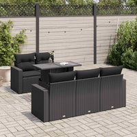 Set Divano da Giardino 6 pz con Cuscini Nero in Polyrattan 3326246