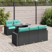 Set Divano da Giardino 6 pz con Cuscini Nero Polyrattan Acacia 3326248