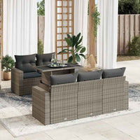 vidaXL Set Divano da Giardino 6 pz con Cuscini Grigio in Polyrattan