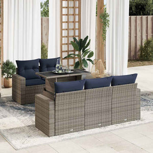 vidaXL Set Divano da Giardino 6pz con Cuscini Grigio Polyrattan Acacia