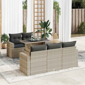 vidaXL Set Divano da Giardino 6pz con Cuscini Grigio Chiaro Polyrattan