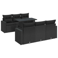 Set Divani da Giardino con Cuscini 7pz Nero Polyrattan
