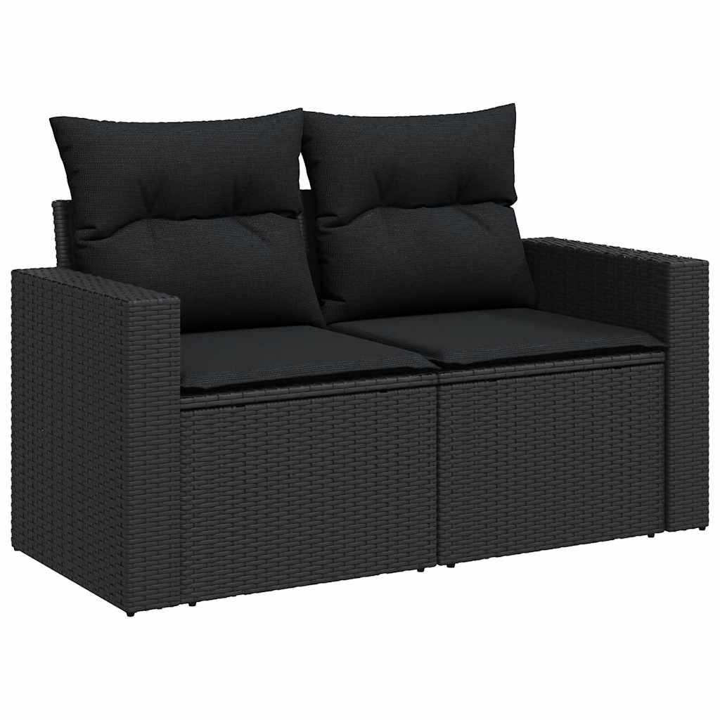 Set Divani da Giardino con Cuscini 7pz Nero Polyrattan 3326256