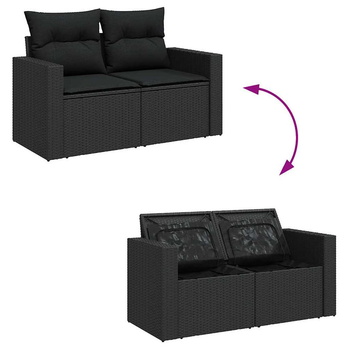 Set Divani da Giardino con Cuscini 7pz Nero Polyrattan 3326256