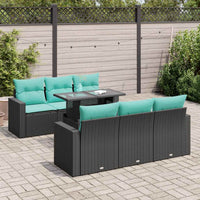 Set Divani da Giardino con Cuscini 7pz Nero Polyrattan Acacia 3326258