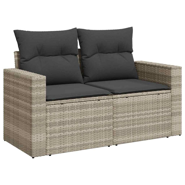 Set Divani da Giardino 7pz con Cuscini Grigio Chiaro Polyrattan 3326263