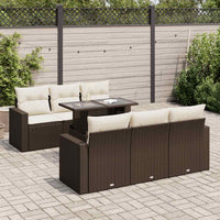 Set Divani da Giardino 7 pz con Cuscini Marrone in Polyrattan 3326264