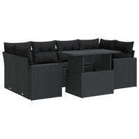 vidaXL Set Divani da Giardino con Cuscini 7pz Nero Polyrattan