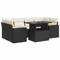 vidaXL Set Divani da Giardino con Cuscini 7pz Nero Polyrattan