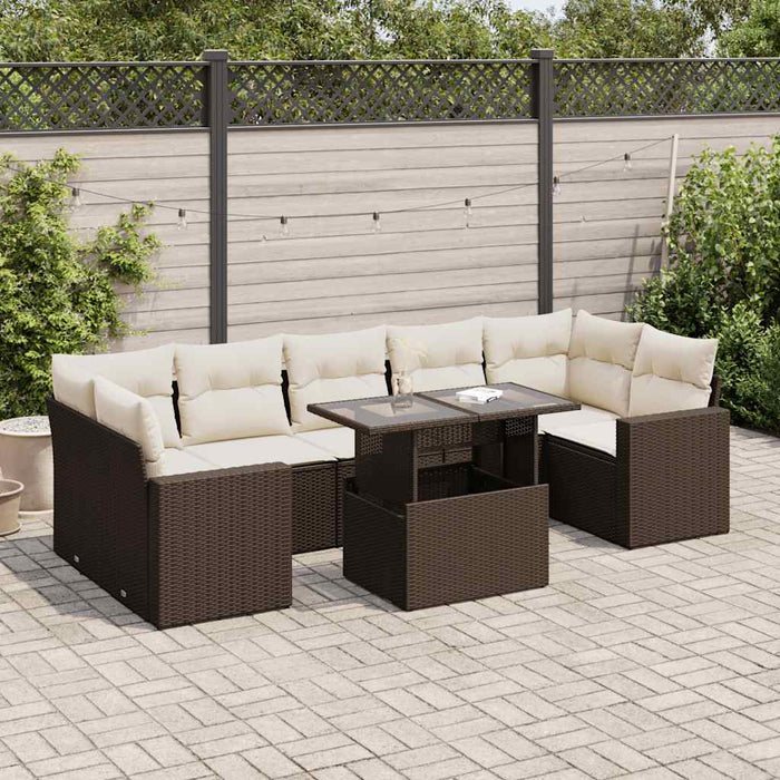 vidaXL Set Divani da Giardino 8 pz con Cuscini Marrone in Polyrattan