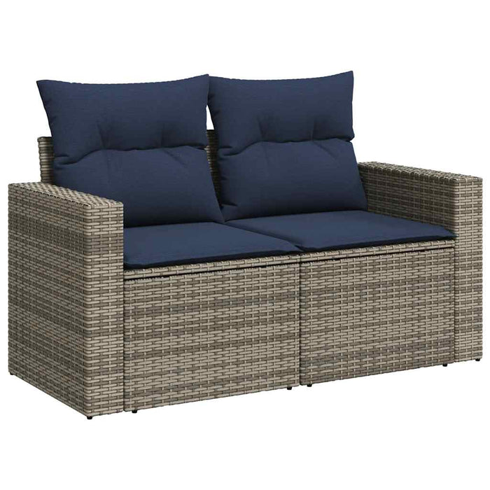 vidaXL Set Divano da Giardino 9pz con Cuscini Grigio Polyrattan Acacia