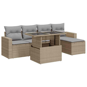 vidaXL Set Divano da Giardino 6 pz con Cuscini Beige in Polyrattan