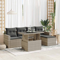 vidaXL Set Divano da Giardino 6pz con Cuscini Grigio Chiaro Polyrattan