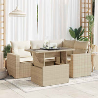 vidaXL Set Divano da Giardino 5 pz con Cuscini Beige in Polyrattan