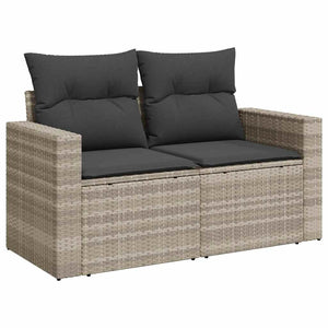 Set Divano da Giardino 5pz con Cuscini Grigio Chiaro Polyrattan
