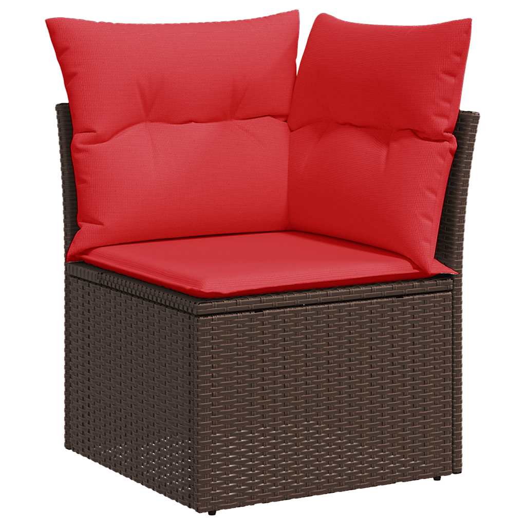 vidaXL Set Divano da Giardino 5 pz Cuscini Marrone Polyrattan e Acacia