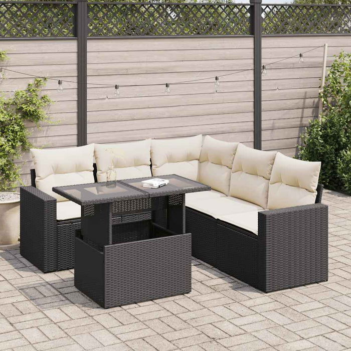 vidaXL Set Divano da Giardino 6 pz con Cuscini Nero in Polyrattan