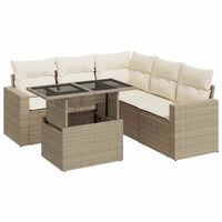 Set Divano da Giardino 6 pz con Cuscini Beige in Polyrattan