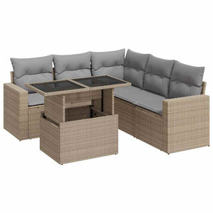 vidaXL Set Divano da Giardino 6 pz con Cuscini Beige in Polyrattan