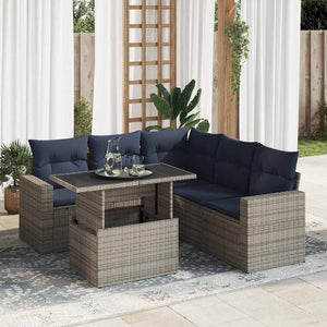 vidaXL Set Divano da Giardino 6pz con Cuscini Grigio Polyrattan Acacia