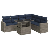 Set Divani da Giardino con Cuscini 7pz Nero Polyrattan Acacia