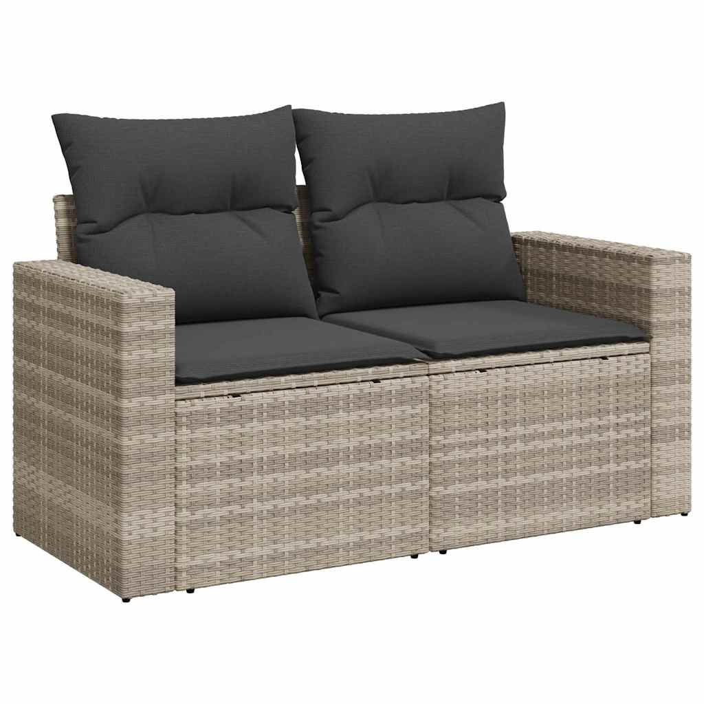 Set Divani da Giardino 7pz con Cuscini Grigio Chiaro Polyrattan 3326333