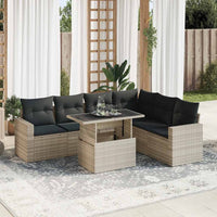 Set Divani da Giardino 7pz con Cuscini Grigio Chiaro Polyrattan 3326333