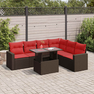 vidaXL Set Divani da Giardino 7pz con Cuscini Grigio Polyrattan Acacia
