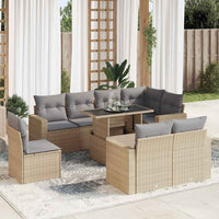 vidaXL Set Divano da Giardino 9 pz con Cuscini Beige in Polyrattan