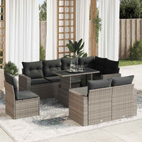 vidaXL Set Divano da Giardino 9 pz con Cuscini Grigio in Polyrattan