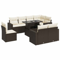 Set Divani da Giardino 9pz con Cuscini Marrone in Polyrattan 3326344