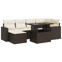 vidaXL Set Divani da Giardino 7 pz con Cuscini Marrone in Polyrattan