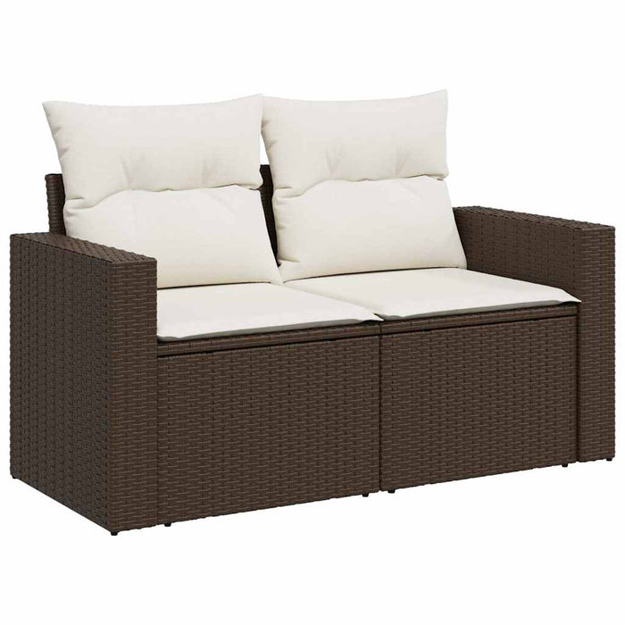 vidaXL Set Divani da Giardino 7 pz con Cuscini Marrone in Polyrattan