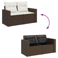 vidaXL Set Divani da Giardino 7 pz con Cuscini Marrone in Polyrattan