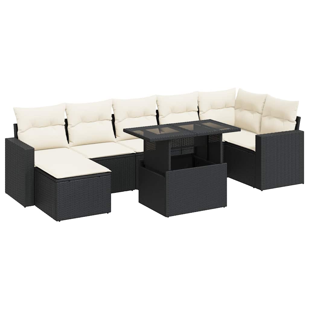 vidaXL Set Divani da Giardino con Cuscini 8 pz Nero in Polyrattan