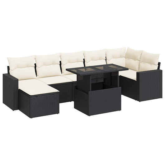 vidaXL Set Divani da Giardino con Cuscini 8 pz Nero in Polyrattan