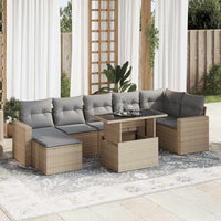vidaXL Set Divano da Giardino 8 pz con Cuscini Beige in Polyrattan
